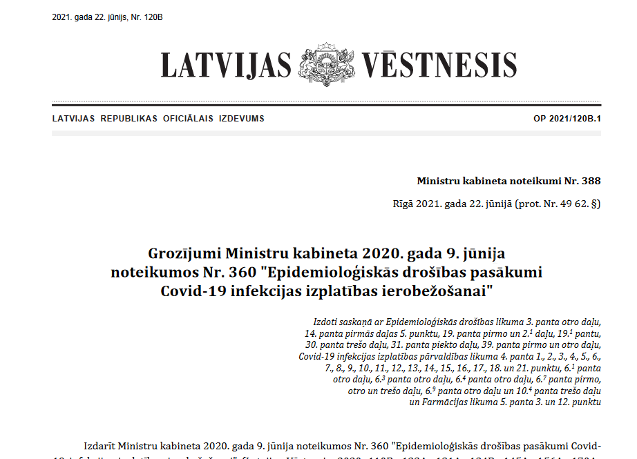 Jaunie noteikumi stāsies spēkā 23. jūnijā - dienā pēc oficiālās publikācijas "Latvijas Vēstnesī"
