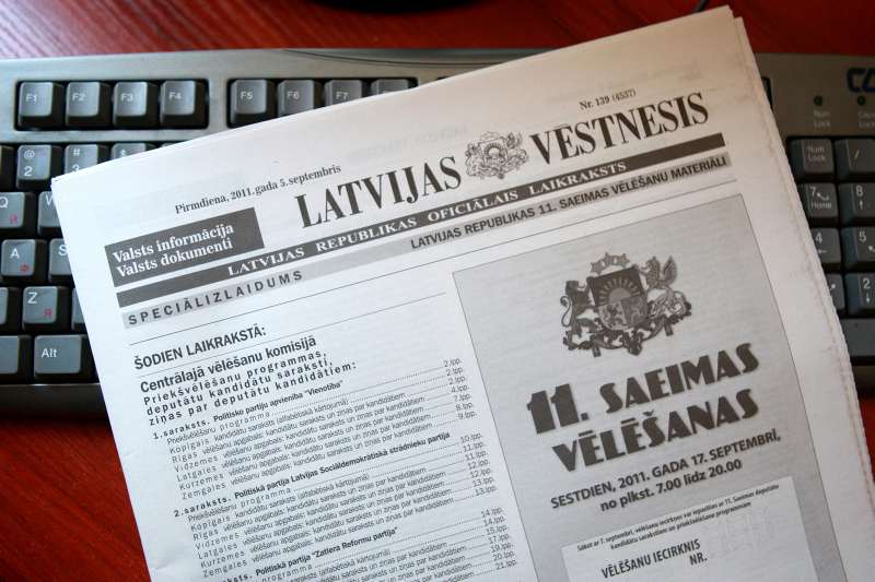 Pirmdien iznāks "Latvijas Vēstneša" speciālizlaidums