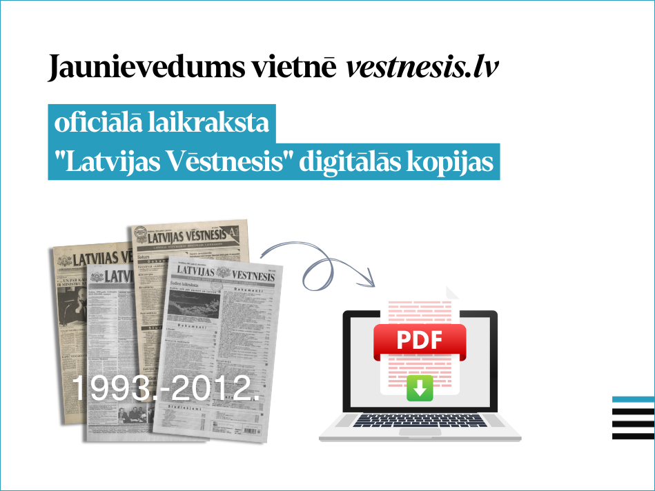 Jaunums vietnē "vestnesis.lv" – drukātā  laikraksta digitālās kopijas 