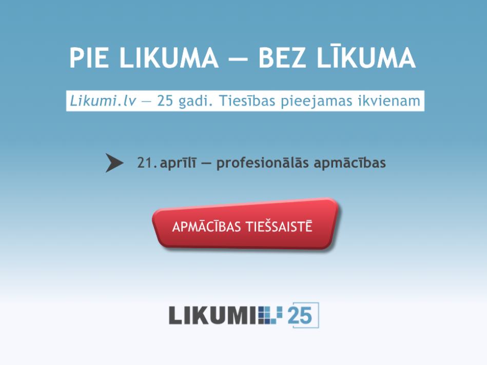 Attēls informācija par likumi.lv lietošanas apmācību iespējām 21. aprīlī. 